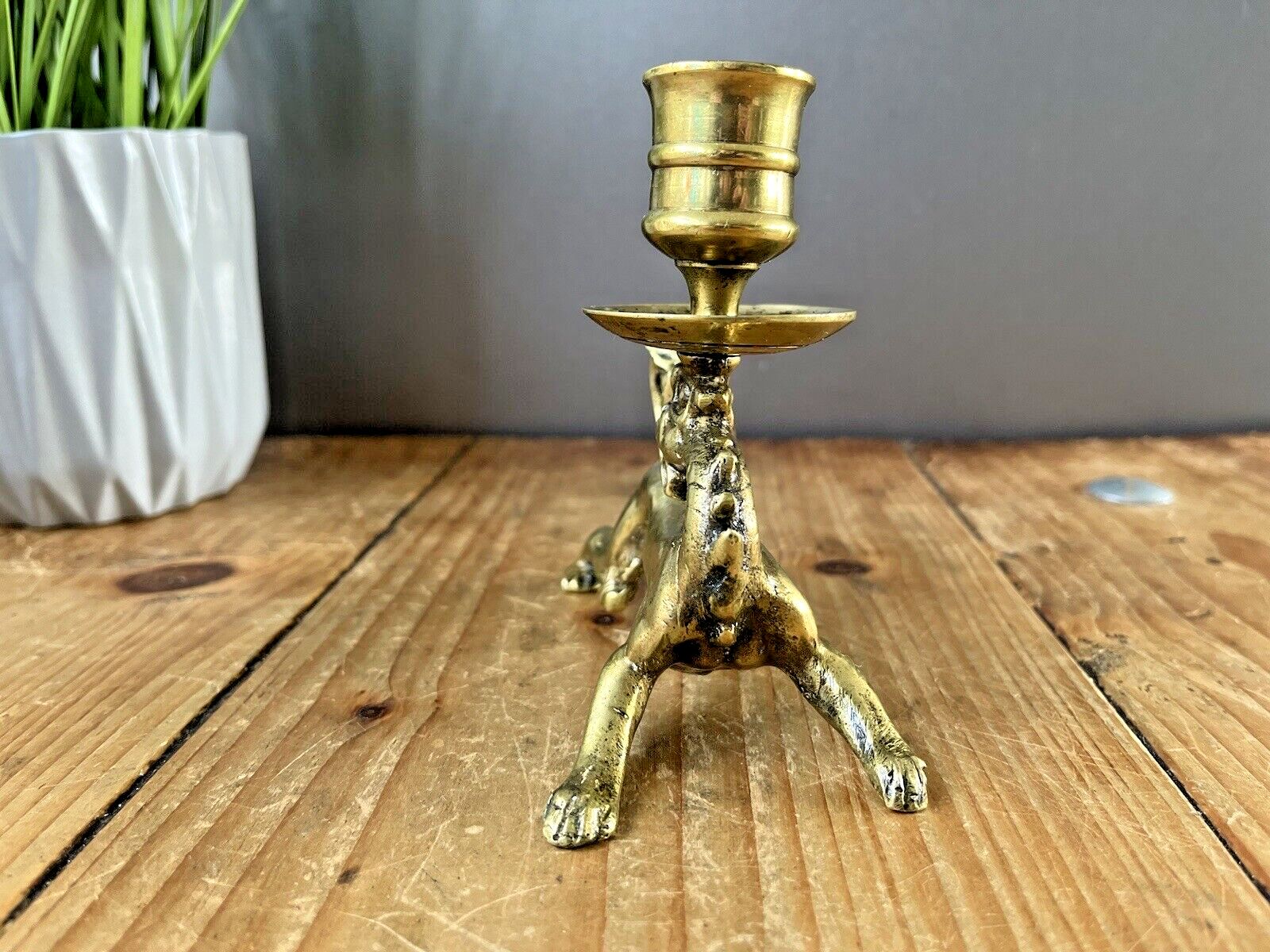Quality Antique 19th C Chinese Dragon Candlestick Candle Holder Mythical Foo Dog photo 125.0
