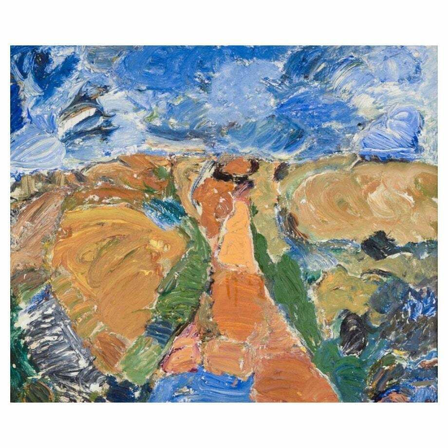 Erik Hallgren, Swedish Artist. Oil On Canvas. Abstract Landscape, 1975