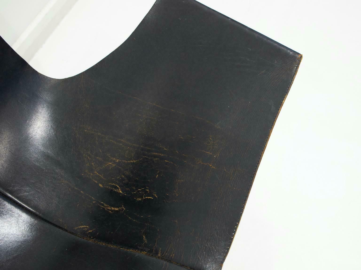Black Leather T Chair By Katavolos, Littell, & Kelley For Laverne International photo vinterior