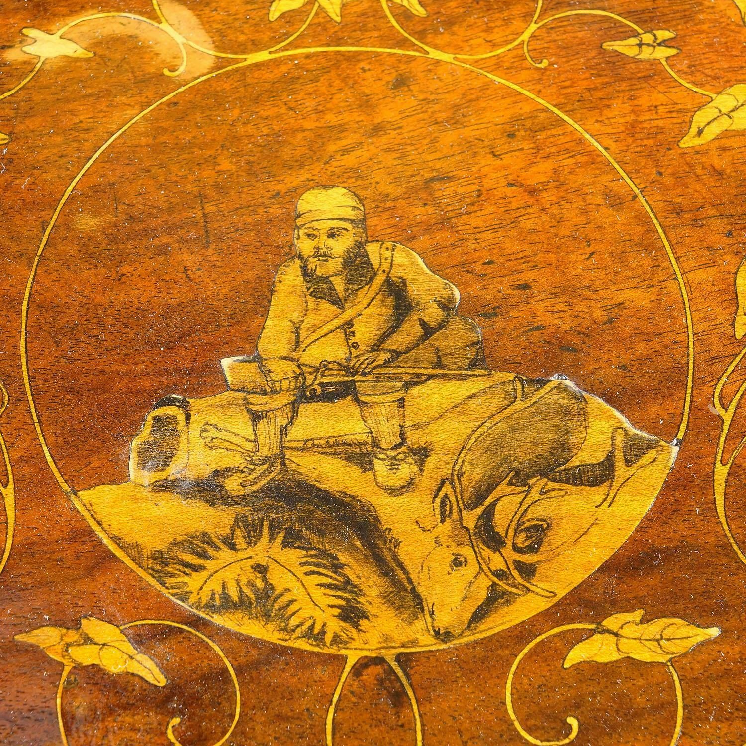 Pair Nutwood Edelweis Marquetry Chairs Swiss Brienz 1900 photo buy