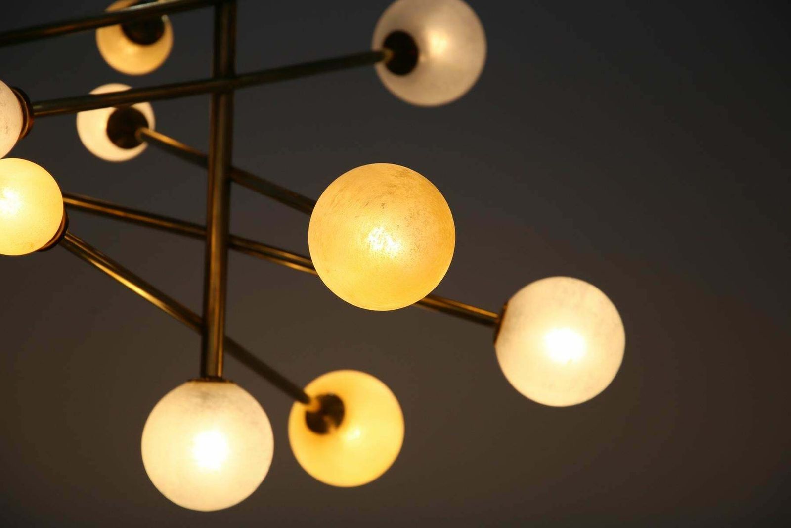 Lighting Italian Ceiling Chandelier In Glass And Brass Contemporary photo