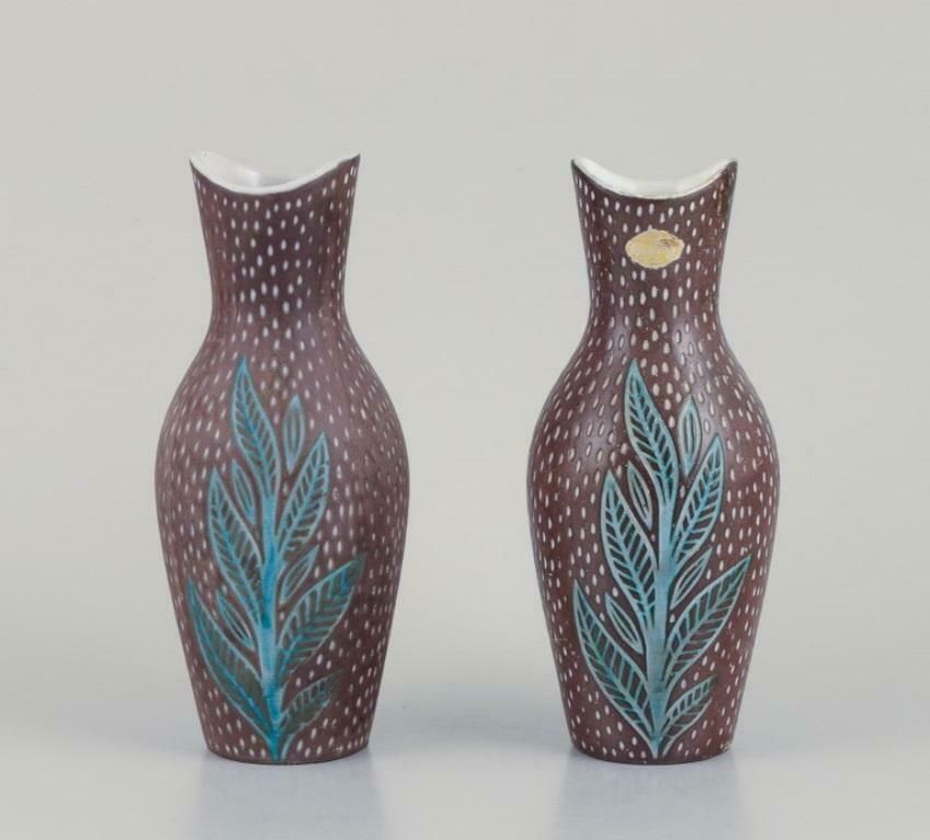 Mari Simmulson For Upsala Ekeby. Pair Of Ceramic Vases. Floral Motifs photo furniture