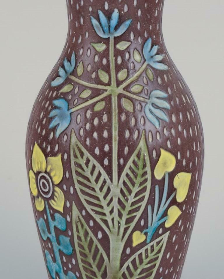Mari Simmulson For Upsala Ekeby. Pair Of Ceramic Vases. Floral Motifs photo Home Decor