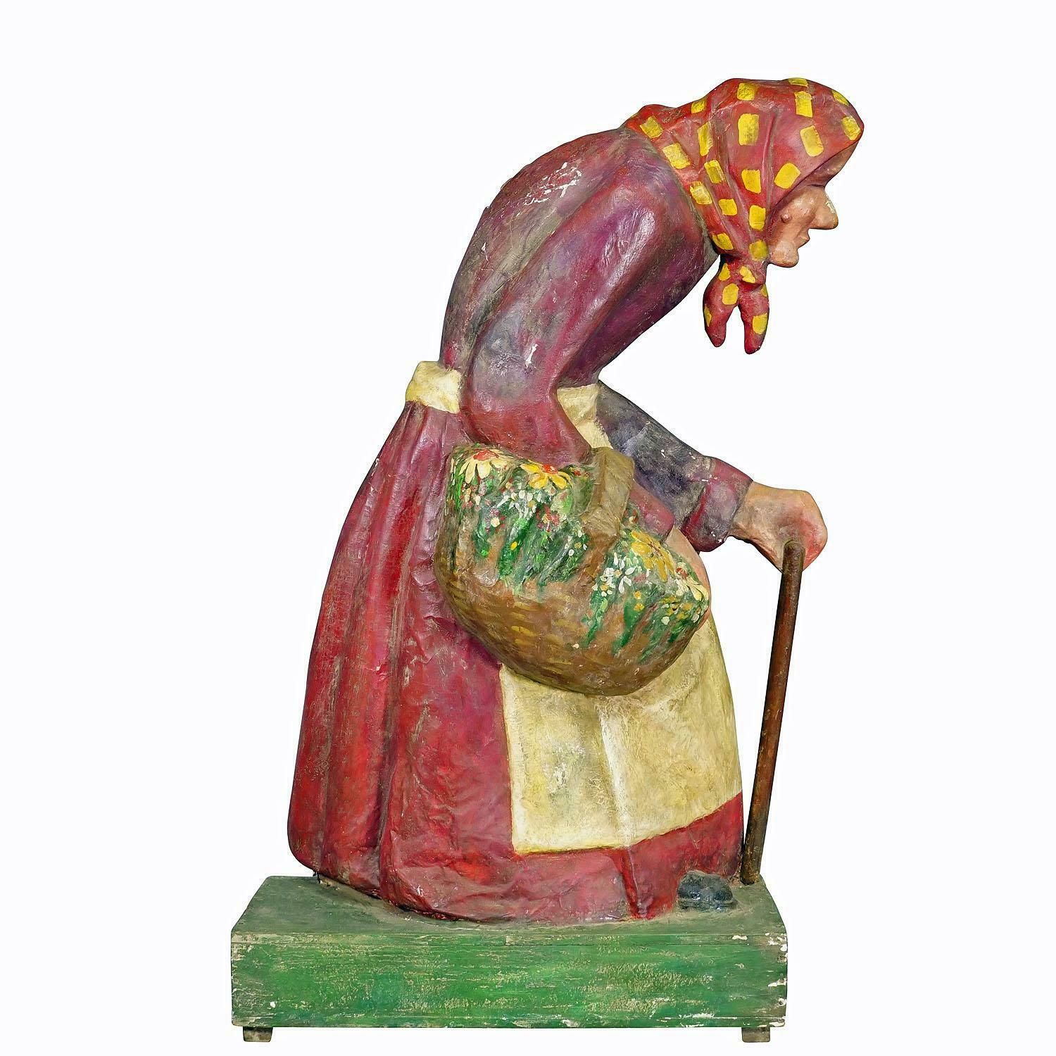 Antique Fairground Paper Mache Sculpture Of A Witch Or Farmer's Wive photo furniture