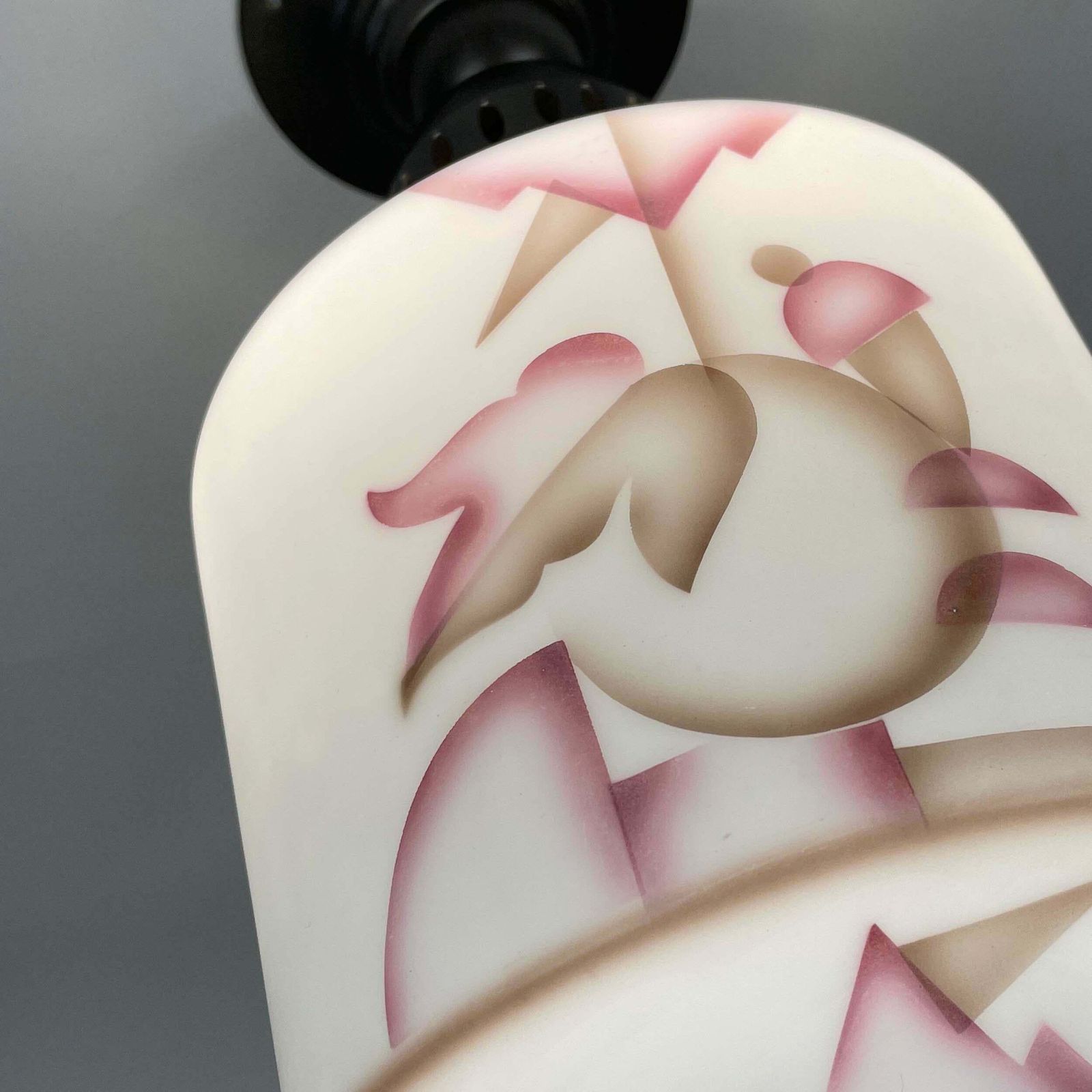 photo for sale Art Deco Frosted Glass Paintbrush & Burnished Metal Flush Mount, Germany 1930s