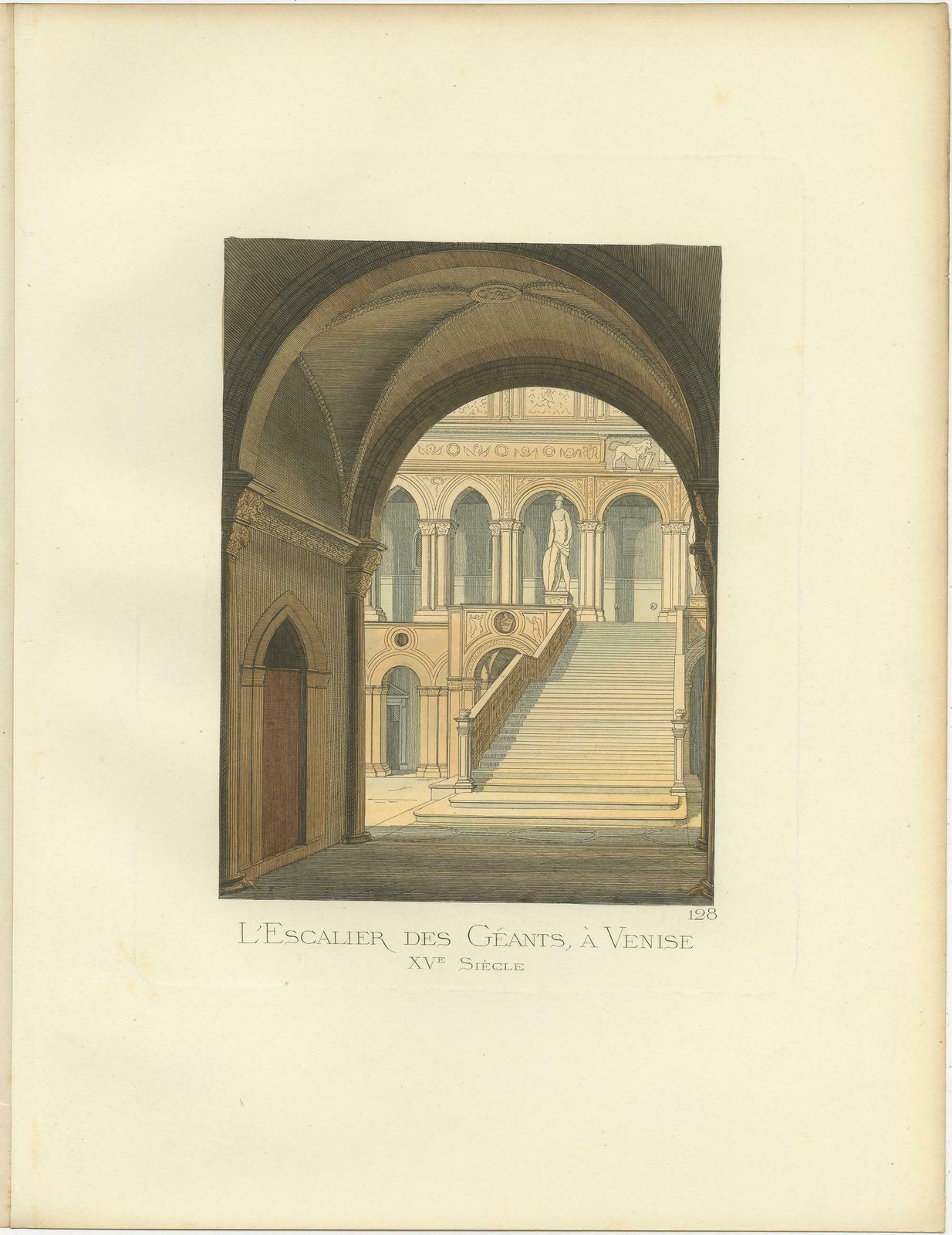 Antique Print Of The Giant’s Staircase In Venice, 15th Century, By Bonnard, 1860 photo Art