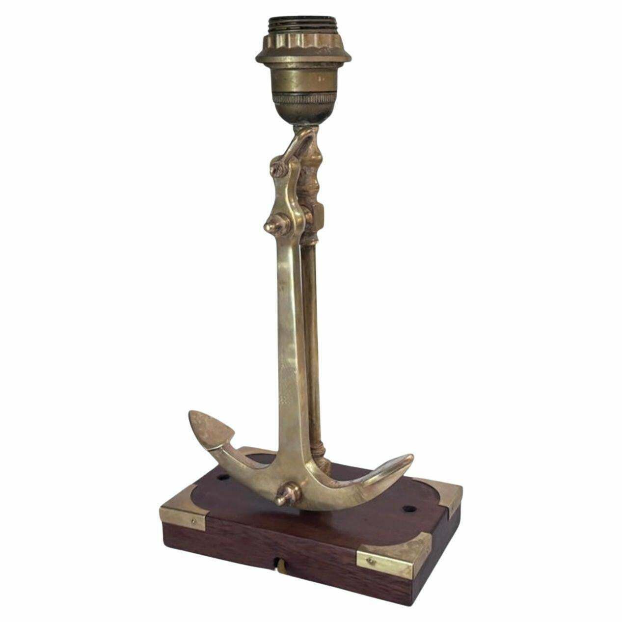 Marine Table Lamp With An Anchor In Gold Colored Brass Circa 1960 France