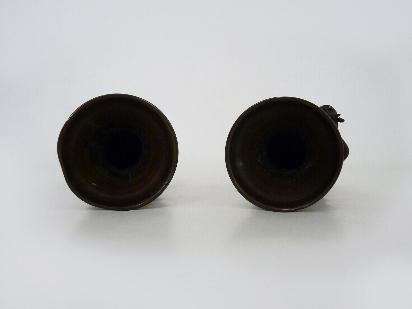 Pair Of Japanese Dragon Vases In Patinated Bronze   1900 photo vintage