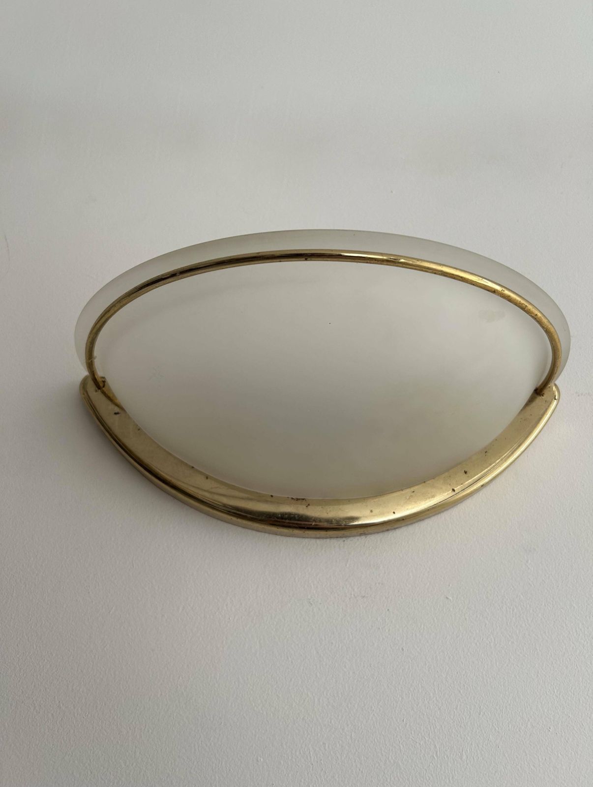 photo vinterior Pair Of Vintage Wall Lights Brass And Sandblasted Glass Italy 1970s