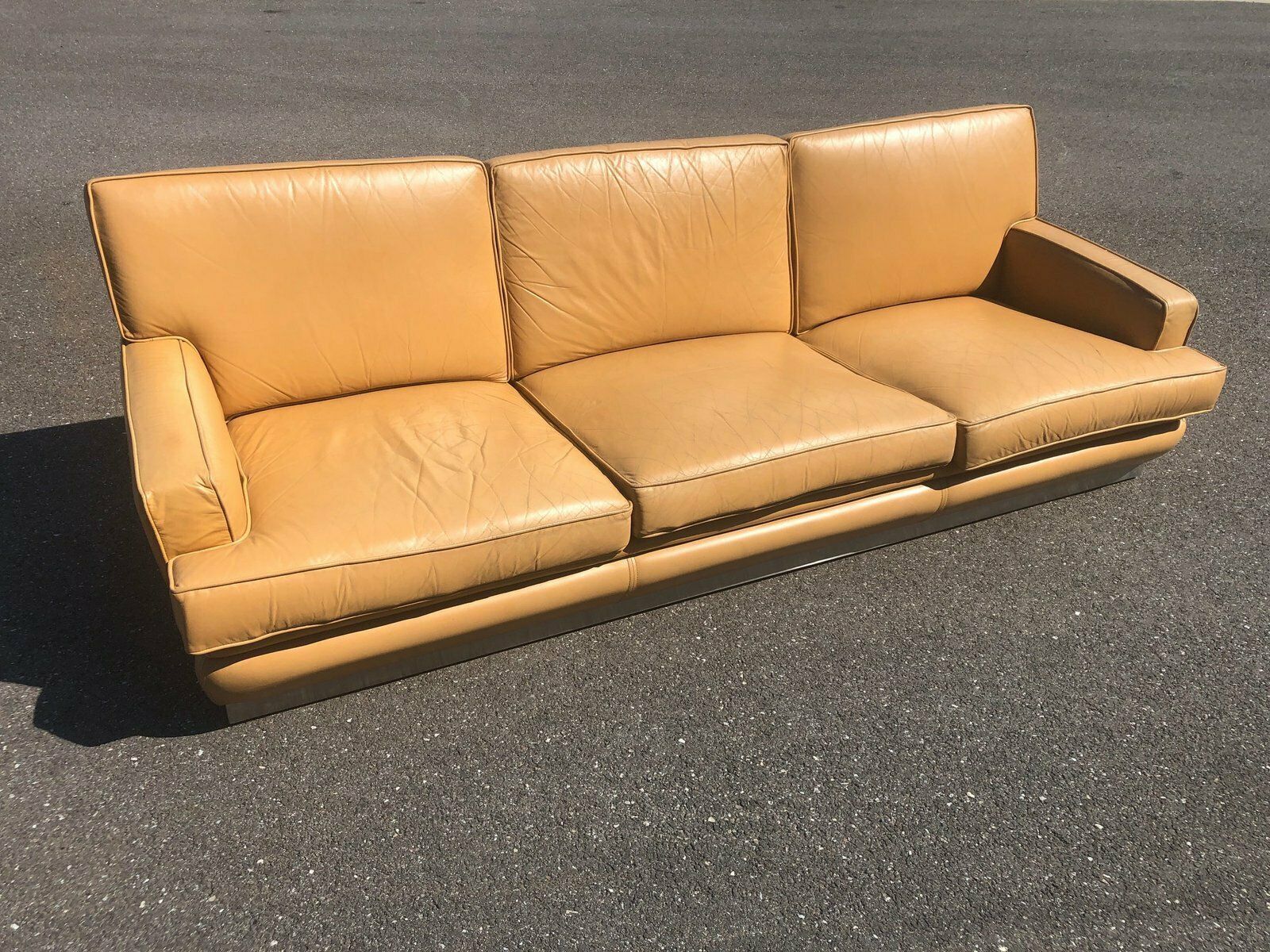 Leather And Brushed Steel Sofa Attributed To Jacques Charpentier For Roche Bobois, 1970s photo furniture