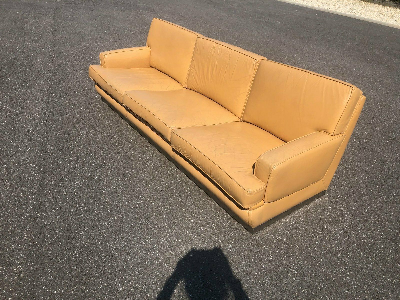 Leather And Brushed Steel Sofa Attributed To Jacques Charpentier For Roche Bobois, 1970s photo for sale