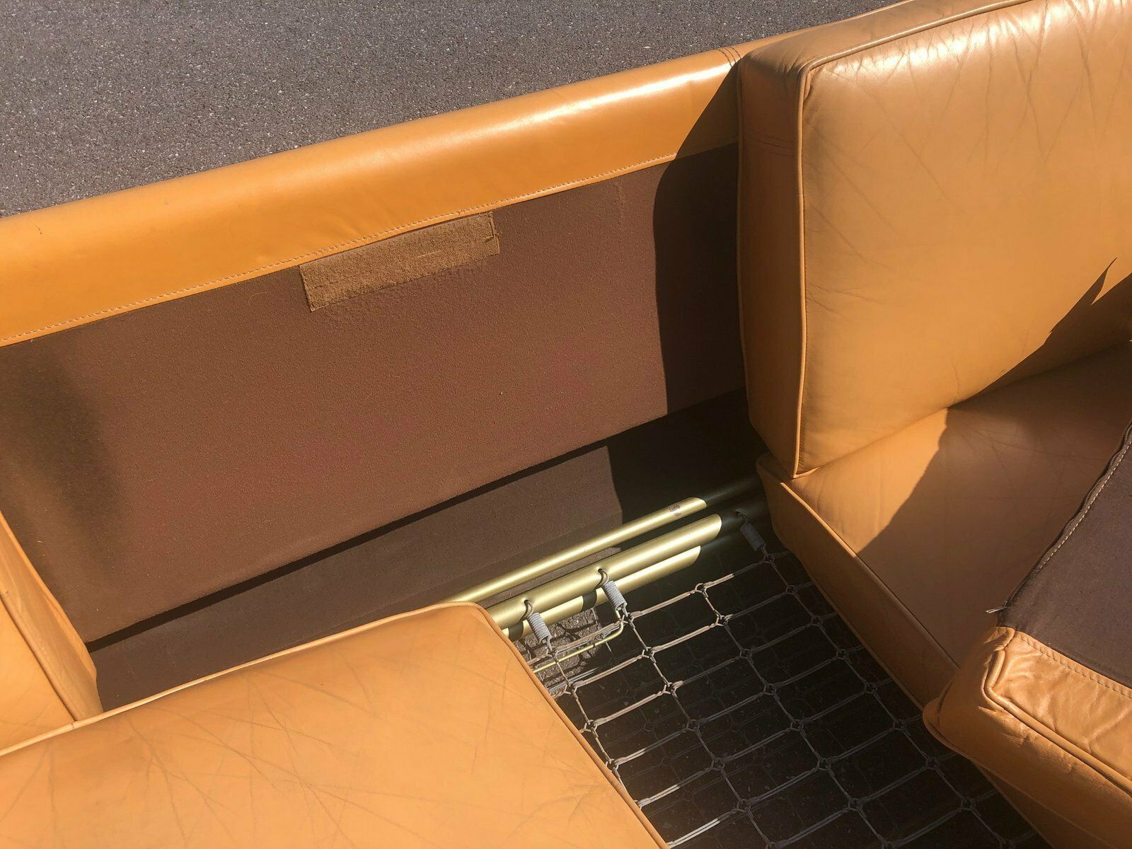 photo for sale Leather And Brushed Steel Sofa Attributed To Jacques Charpentier For Roche Bobois, 1970s