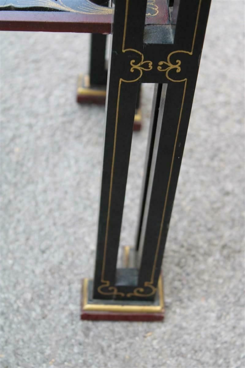 Guèridon In Chinese Lacquer Circa 1950s Colored Wood And Floral With Gilded Parts photo buy