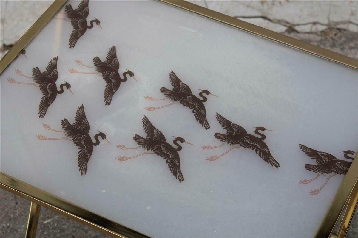 Solid Brass And Lucite Coffee Table With Flamingos France 1950s photo 1575.0