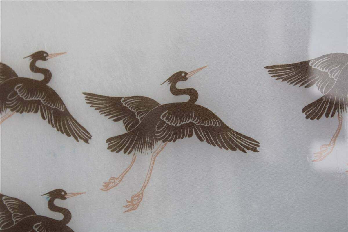 Solid Brass And Lucite Coffee Table With Flamingos France 1950s photo vintage