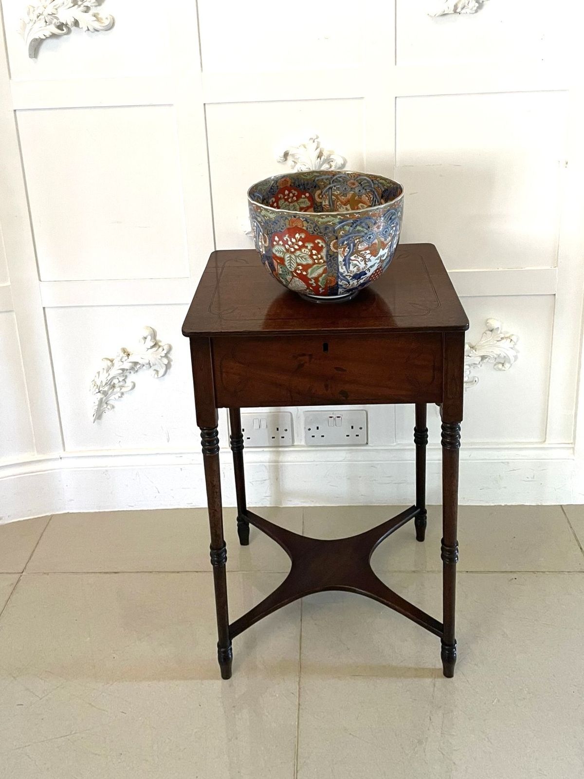 Antique Regency Freestanding Quality Mahogany Inlaid Side Table photo for sale