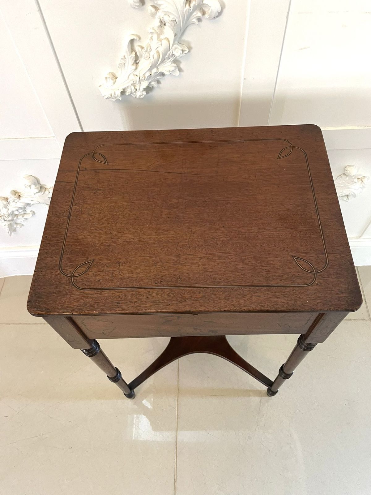 Furniture Antique Regency Freestanding Quality Mahogany Inlaid Side Table photo