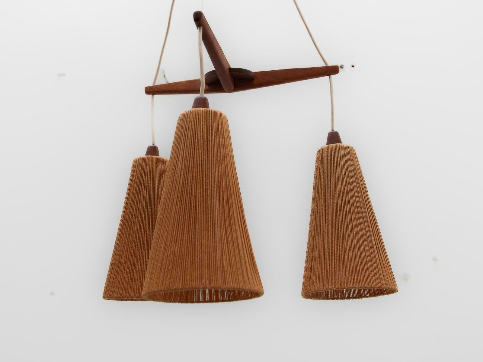 Teak And Jute Cord Pendant Cascade Lamp By Temde, Germany, 1960s photo 1844.0