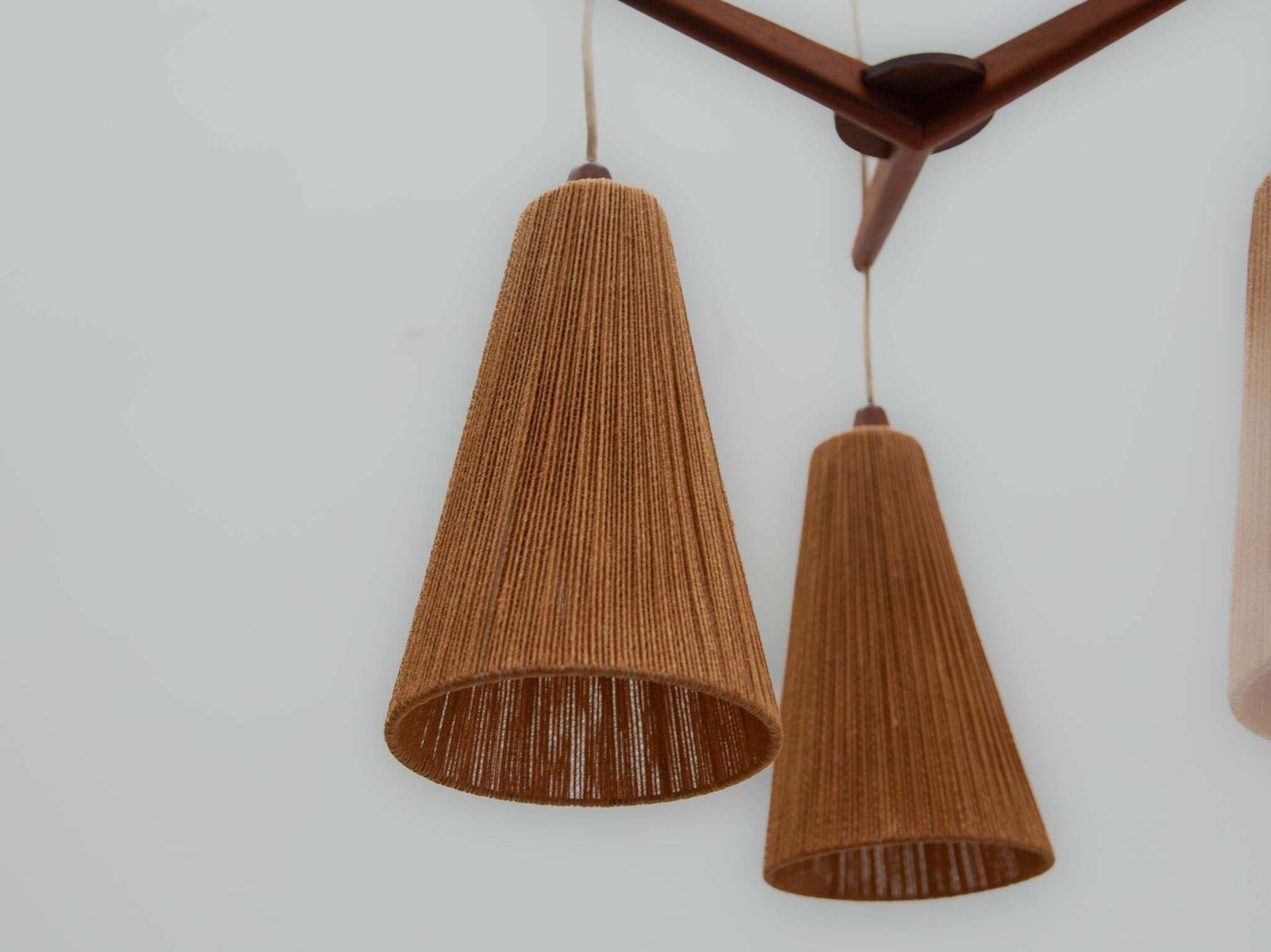 photo furniture Teak And Jute Cord Pendant Cascade Lamp By Temde, Germany, 1960s