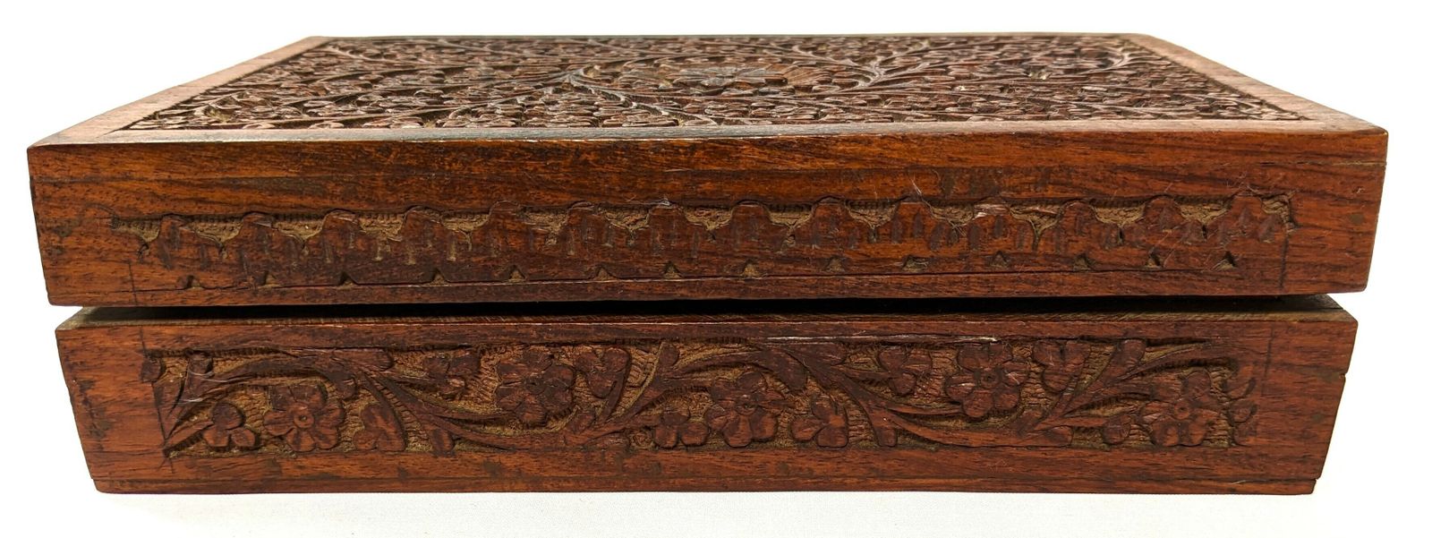 Antique Anglo Indian Carved Wooden Jewellery Box From Kashmir photo furniture