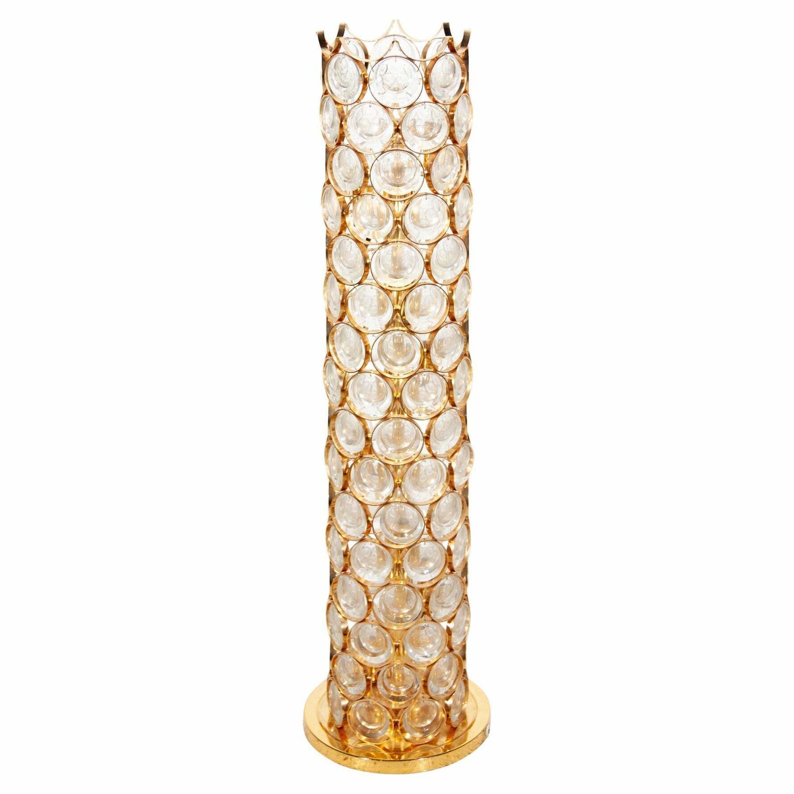 Palwa Round Crystal, Gilt Large Floor Lamp, 1970s, Germany