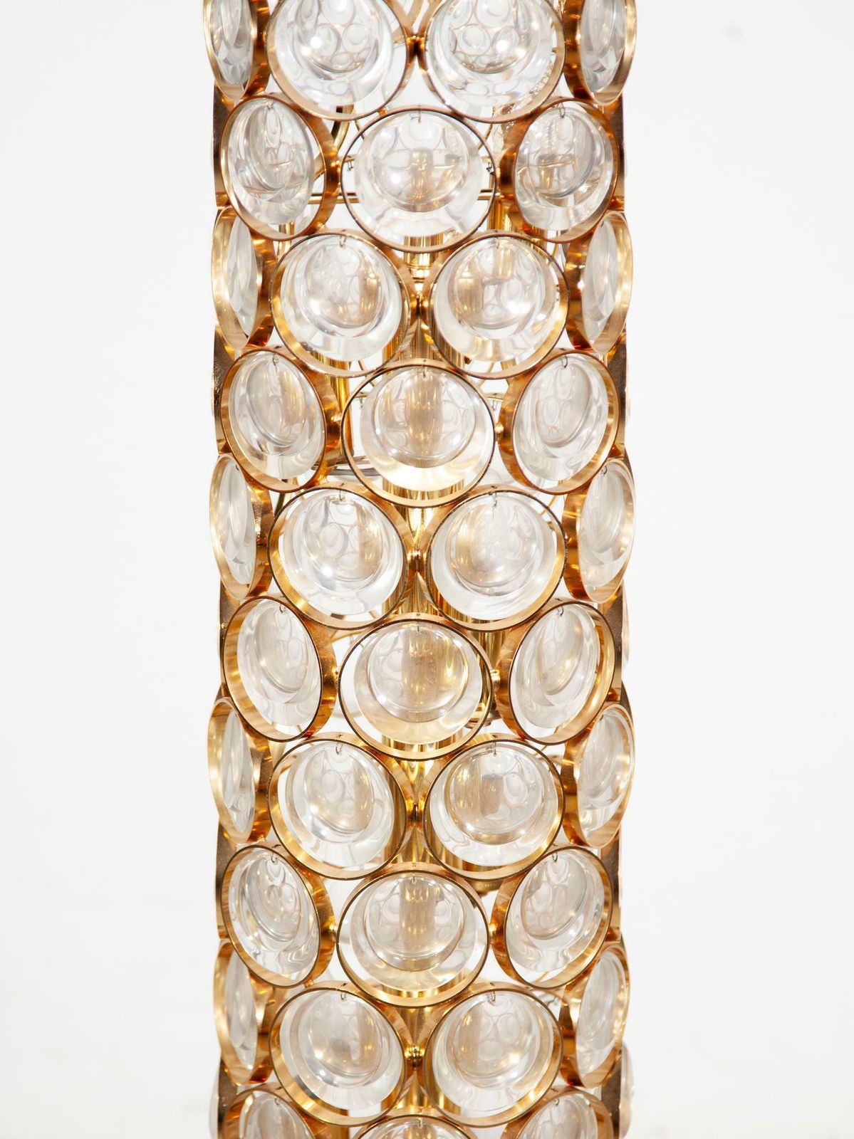 Palwa Round Crystal, Gilt Large Floor Lamp, 1970s, Germany photo vinterior