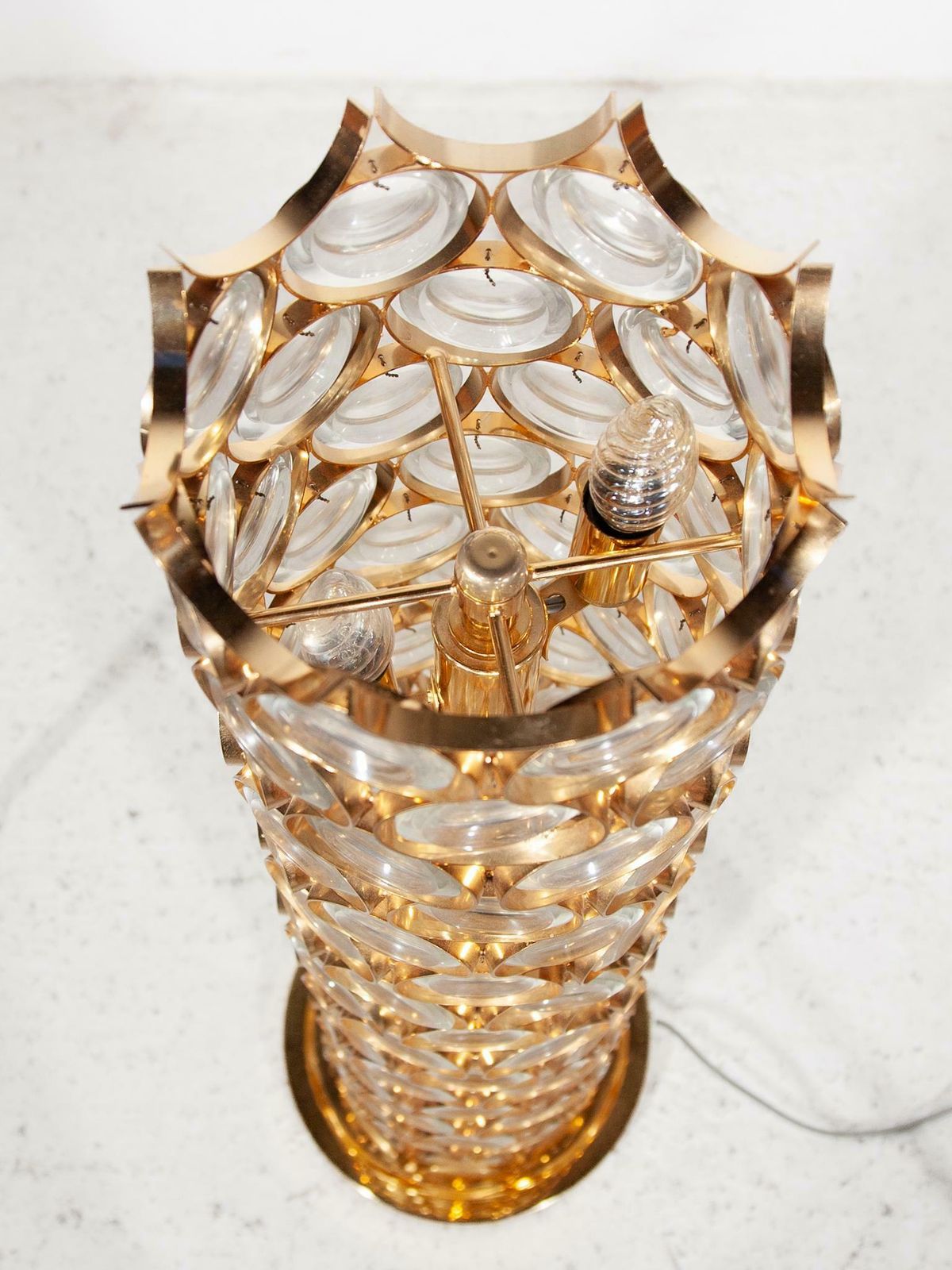 Palwa Round Crystal, Gilt Large Floor Lamp, 1970s, Germany photo buy