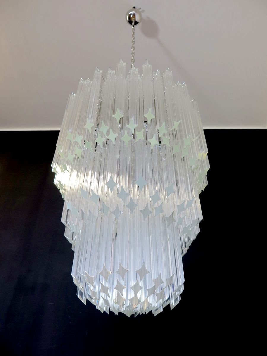 Huge Murano Chandelier Trasparent Quadriedri – 184 Prism   Elena Model