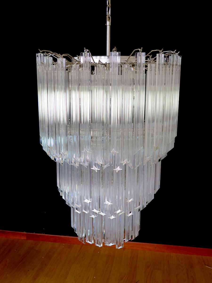 photo for sale Huge Murano Chandelier Trasparent Quadriedri – 184 Prism   Elena Model