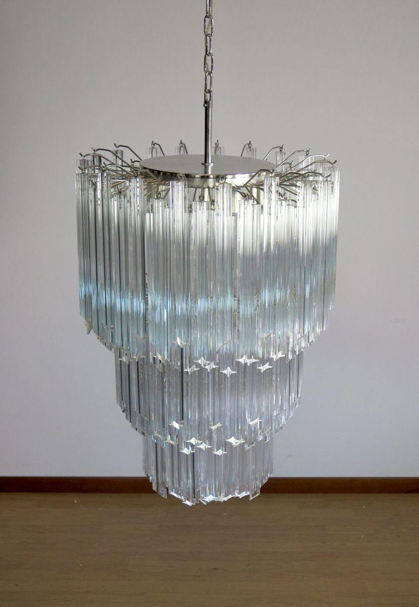 2990.0 Huge Murano Chandelier Trasparent Quadriedri – 184 Prism   Elena Model photo