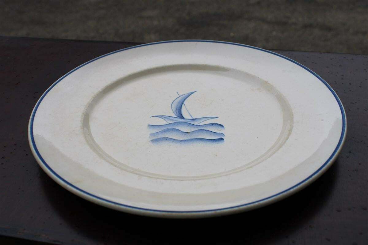Plate By Gio Ponti From 1930 Small Boat On The Waves The Blue Sea San Cristoforo photo Home Decor