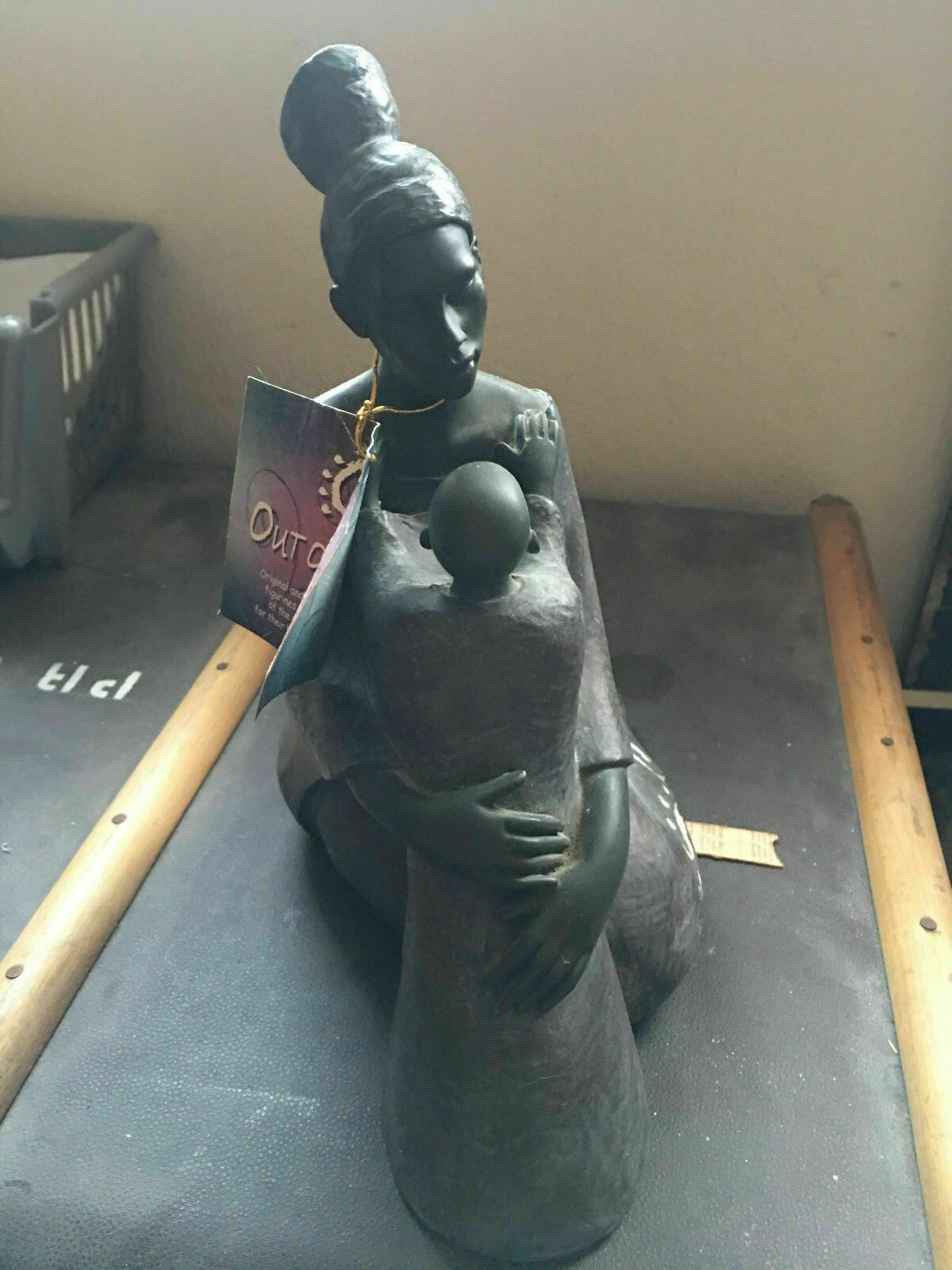 Rare Out Of Africa Ceramic Figurine Of Woman And Baby