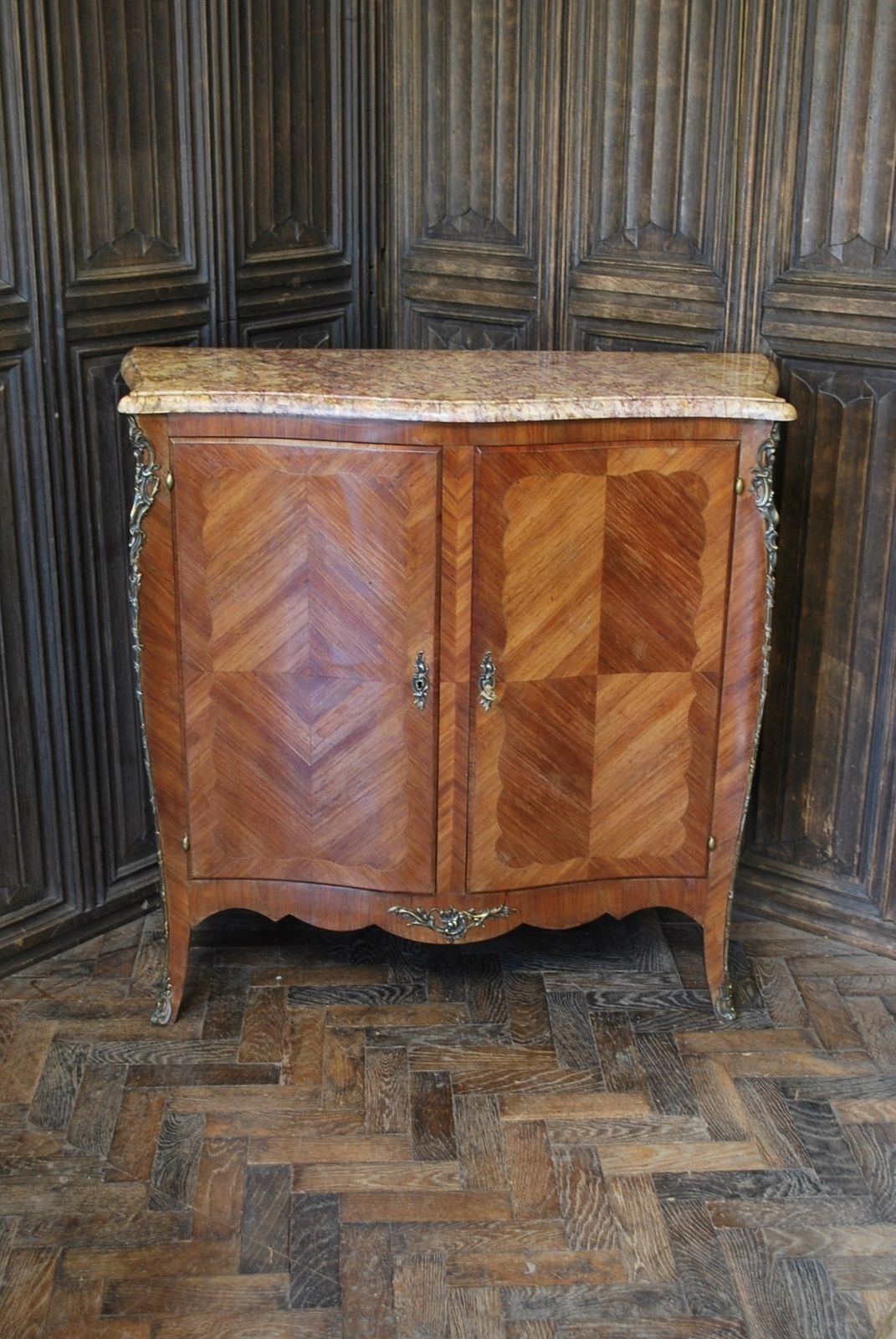 Antique French Serpentine Side Cabinet photo vintage
