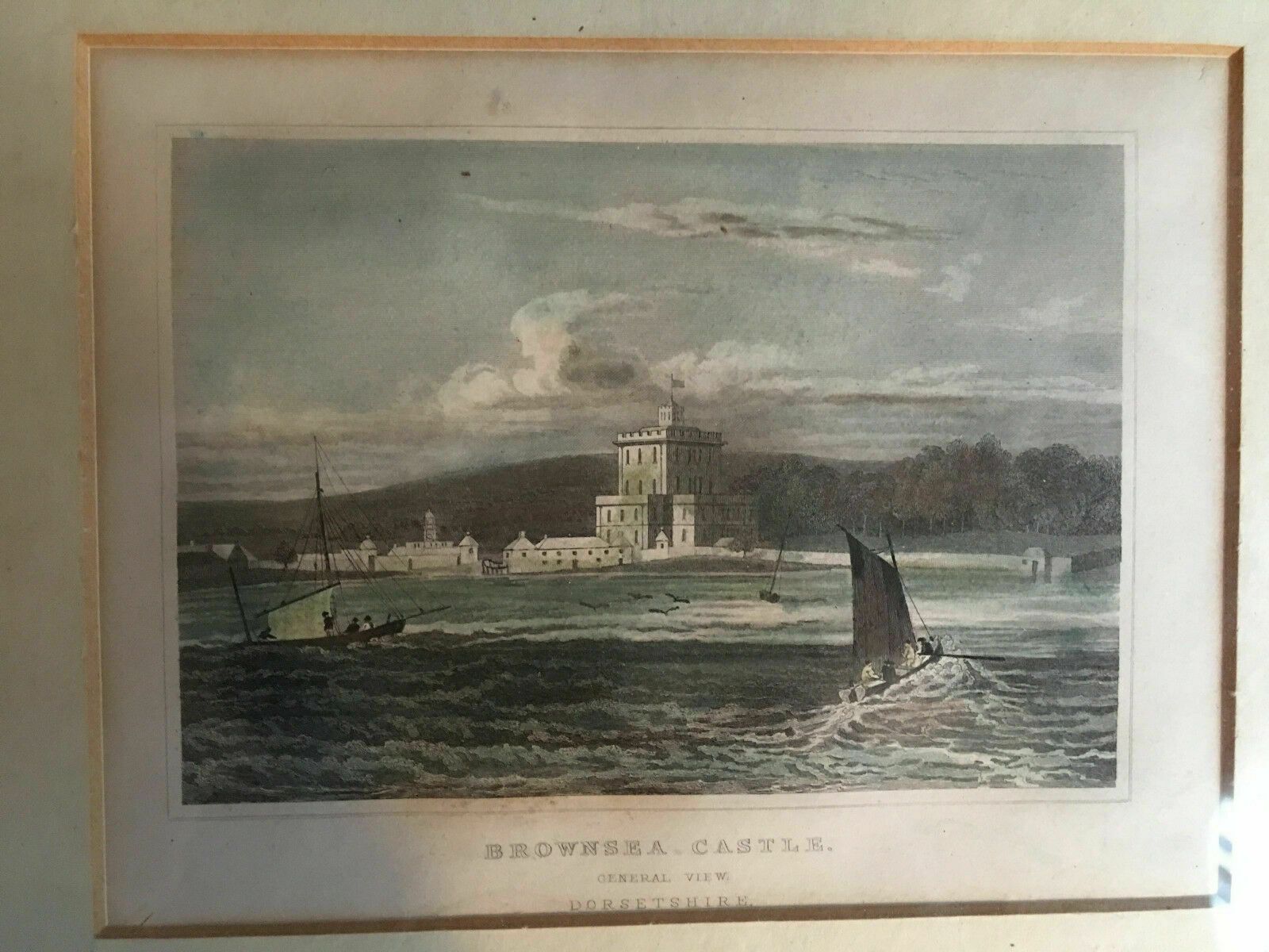 Framed Print From Steel Engraving Of Brownsea Castle On Brownsea Island photo furniture