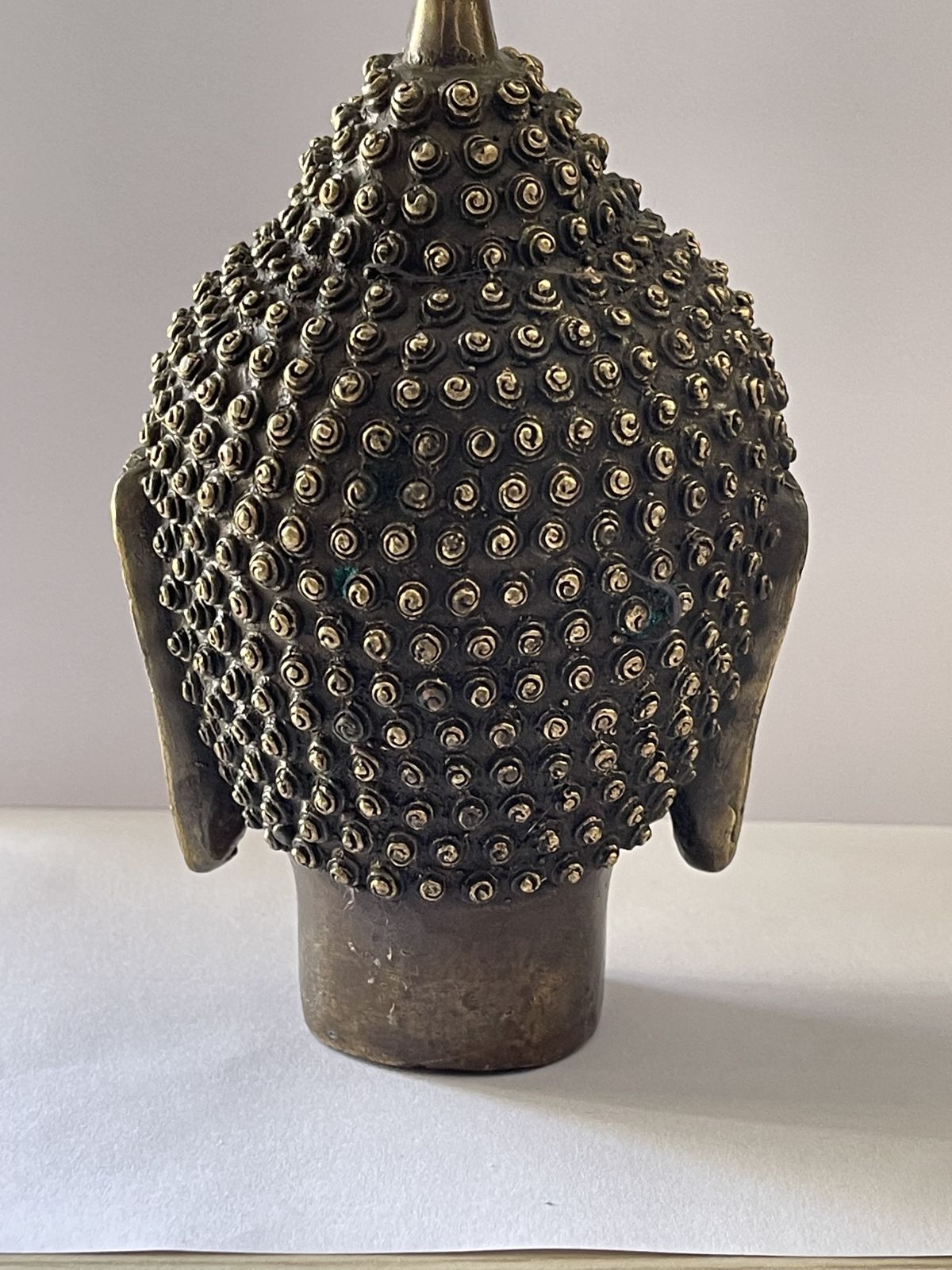 1kg Fine Large Heavy Old Chinese Gilt Bronze Shakyamuni Buddha Head Statue photo for sale