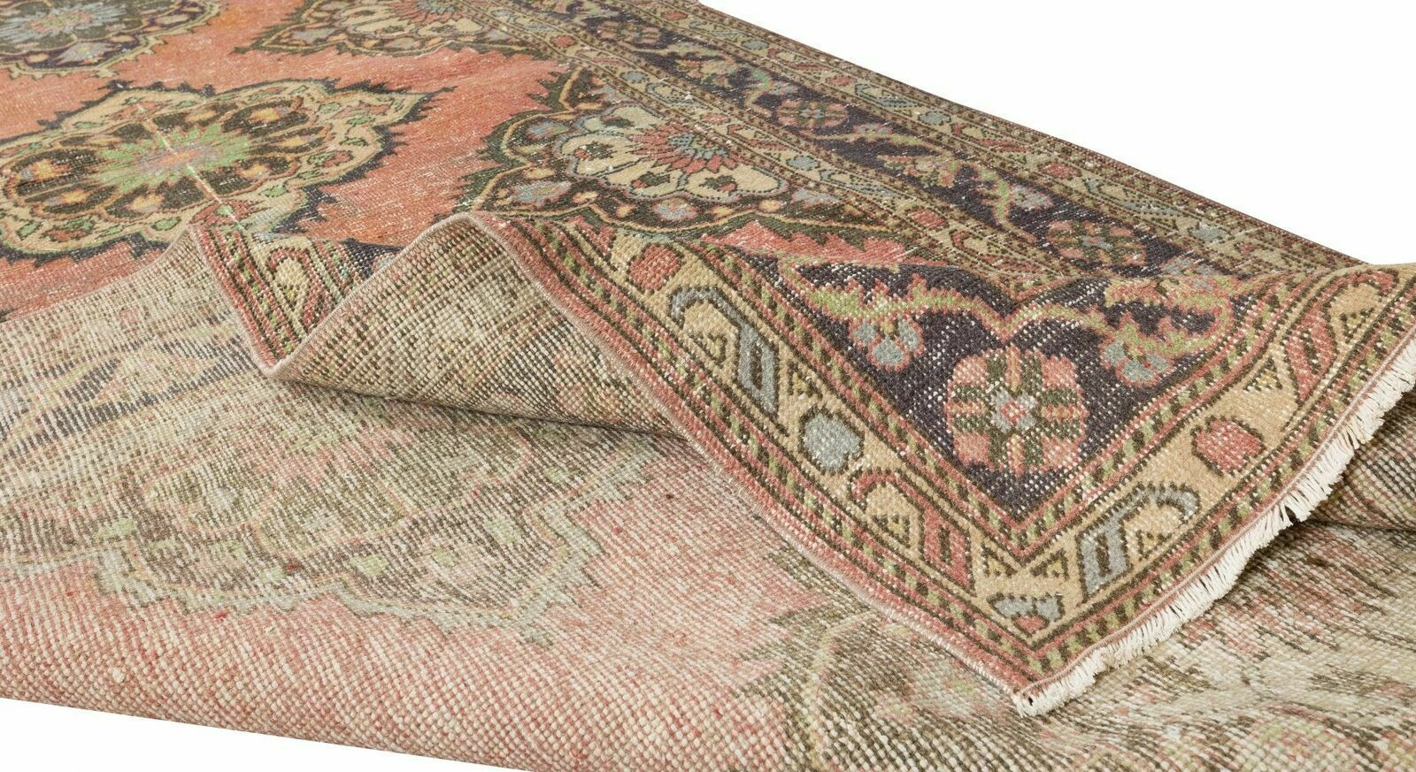 4.7x12.9 Ft Traditional Handmade Turkish Runner. Vintage Geometric Hallway Rug photo for sale