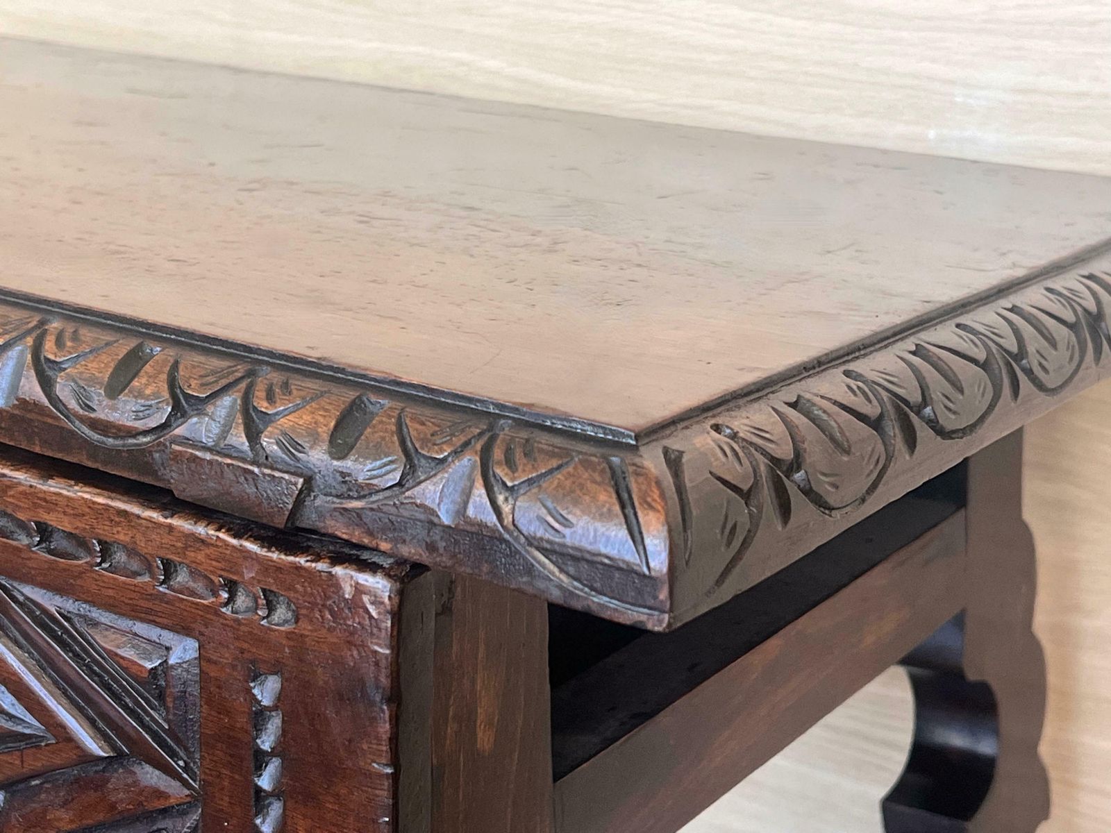 18th Spanish Console Table With Carved Drawers And Original Hardware photo buy