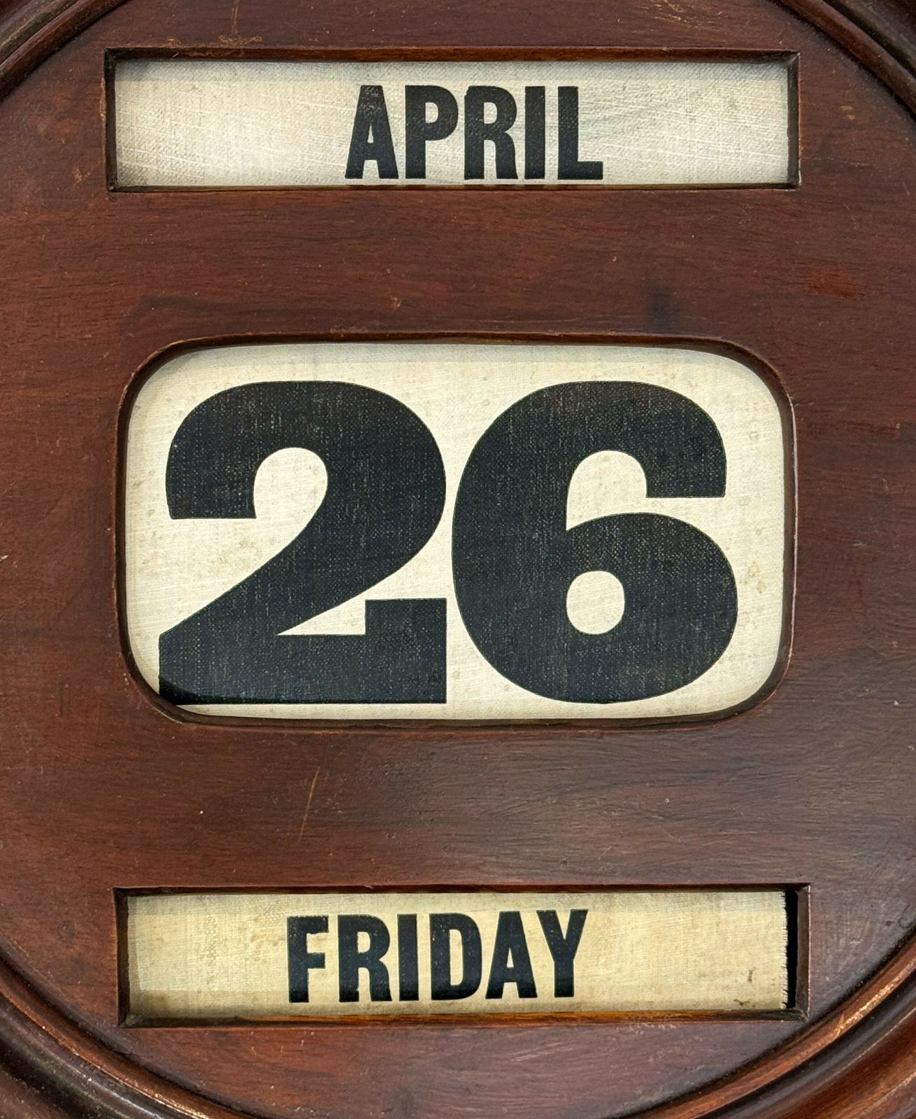 Edwardian Mahogany Perpetual Wall Calendar, Circa 1910 photo Home Decor