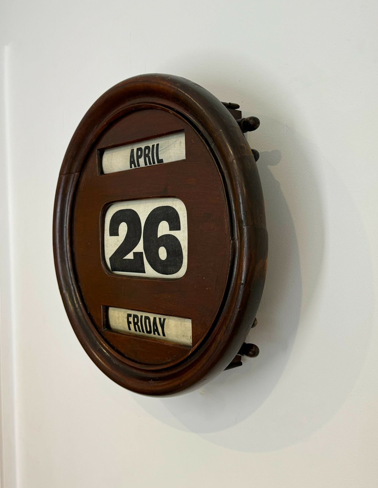 photo furniture Edwardian Mahogany Perpetual Wall Calendar, Circa 1910