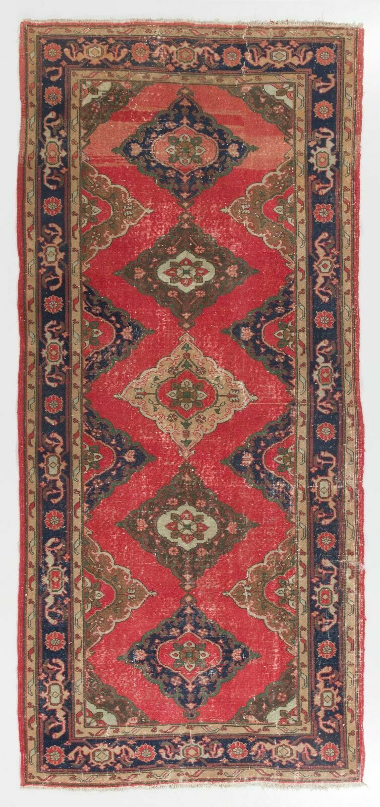 5x11.2 Ft Vintage Anatolian Village Runner. Hand Knotted Wool Rug For Hallway