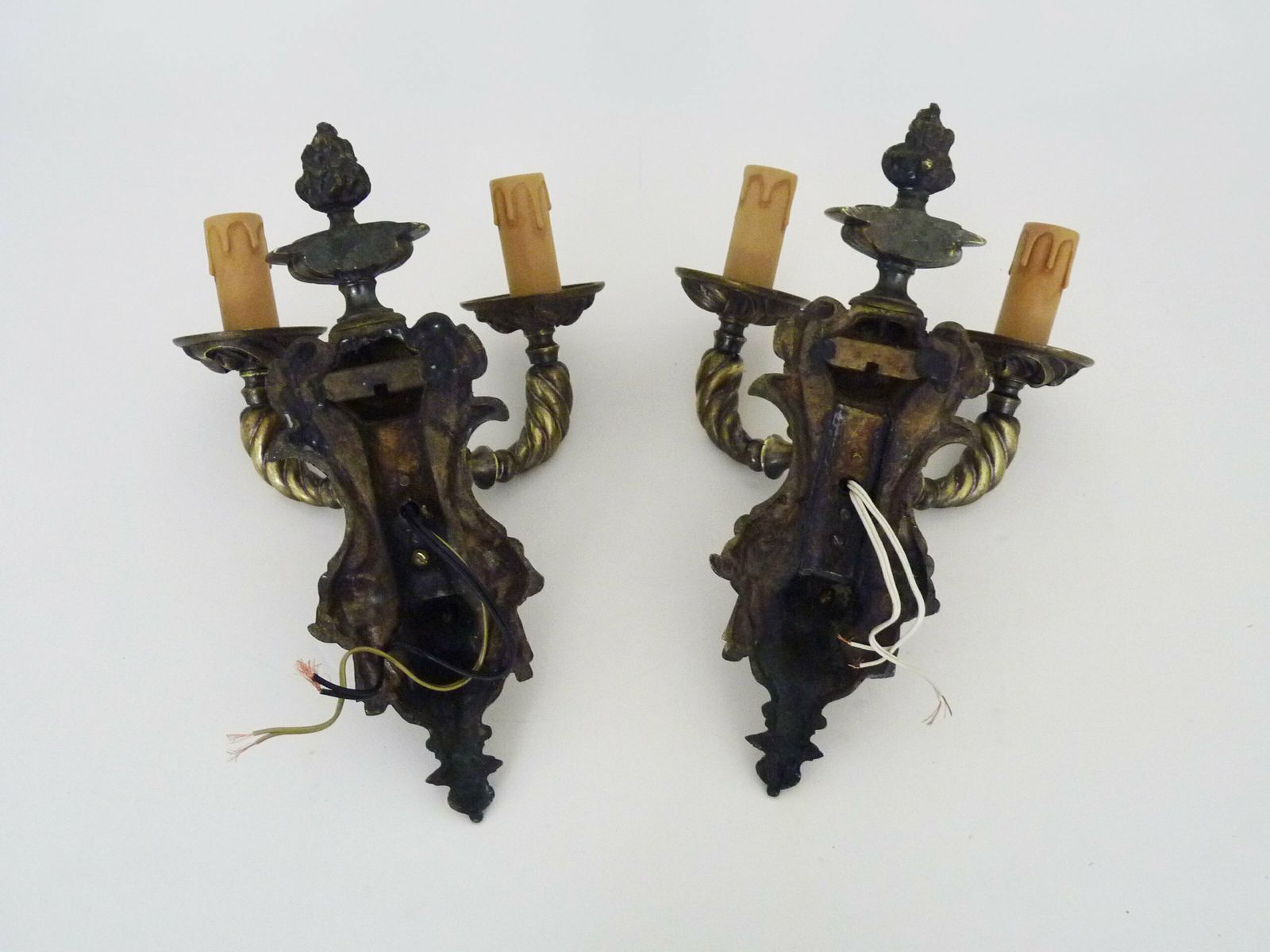 Pair Of Satyr Wall Sconces In Bronze Napoleon III 19th Century photo vintage