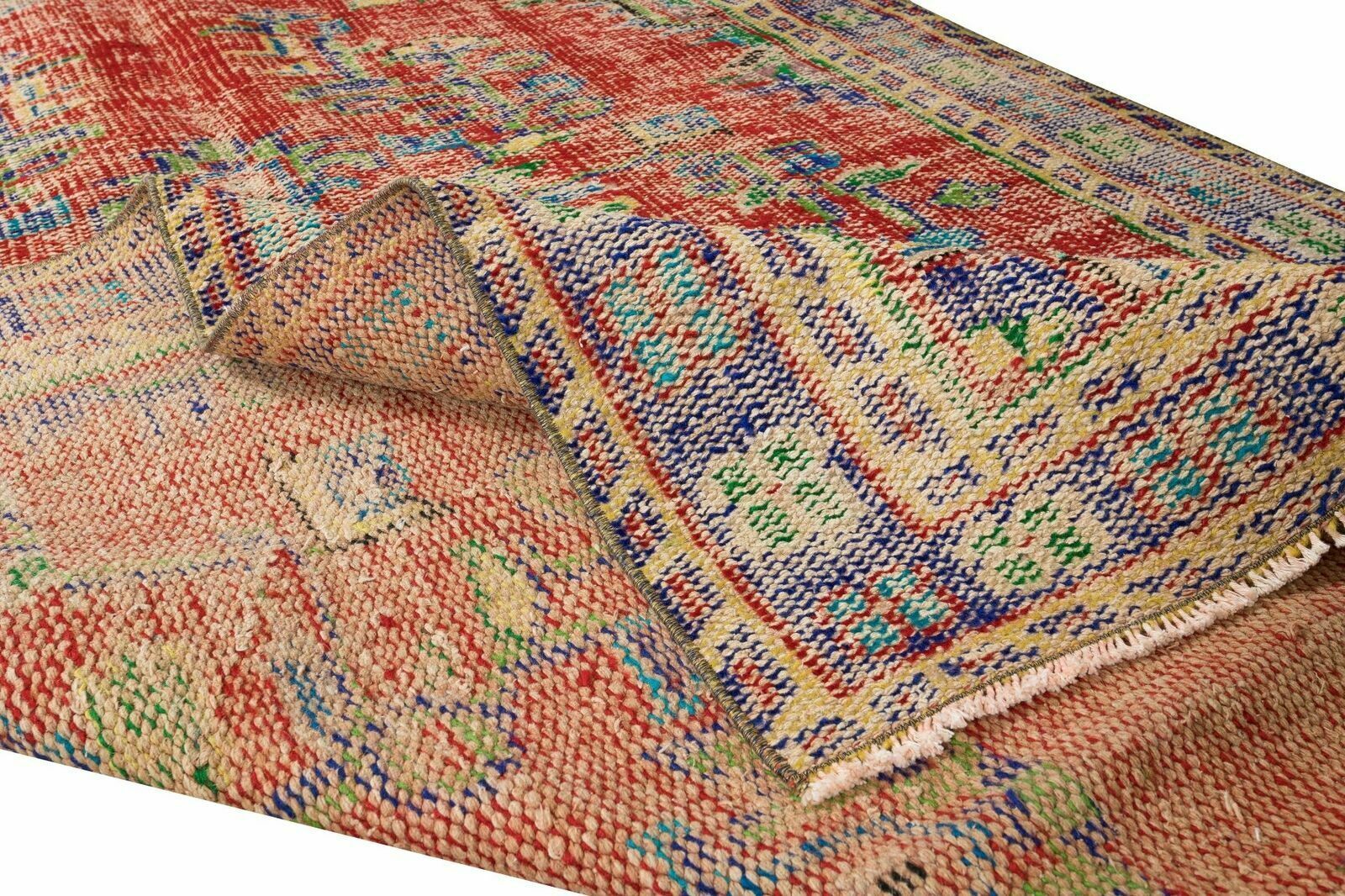 5.5x8.4 Ft Vintage Hand Knotted Turkish Rug With Medallion Design photo for sale