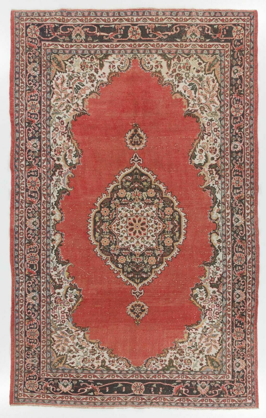 7.2x11.5 Ft Vintage Hand Knotted Turkish Village Rug