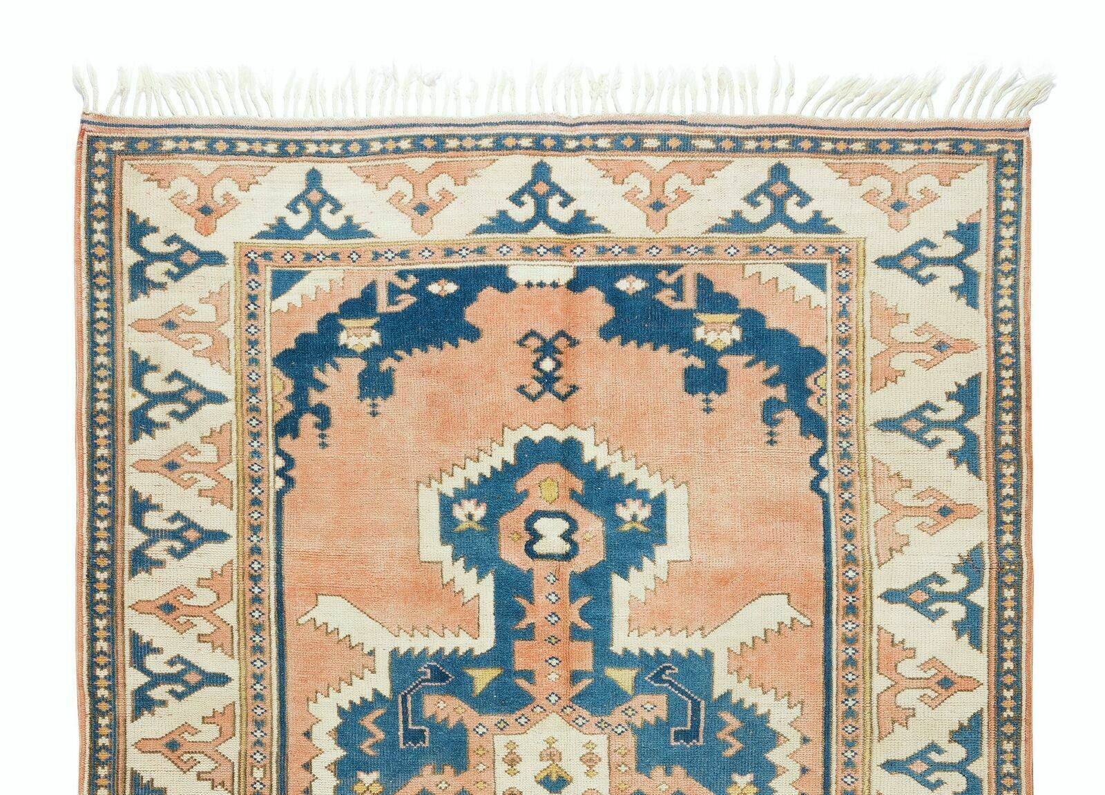 5.3x7.7 Ft Handmade 1960s Turkish Village Rug With Geometric Medallion Design photo Textiles