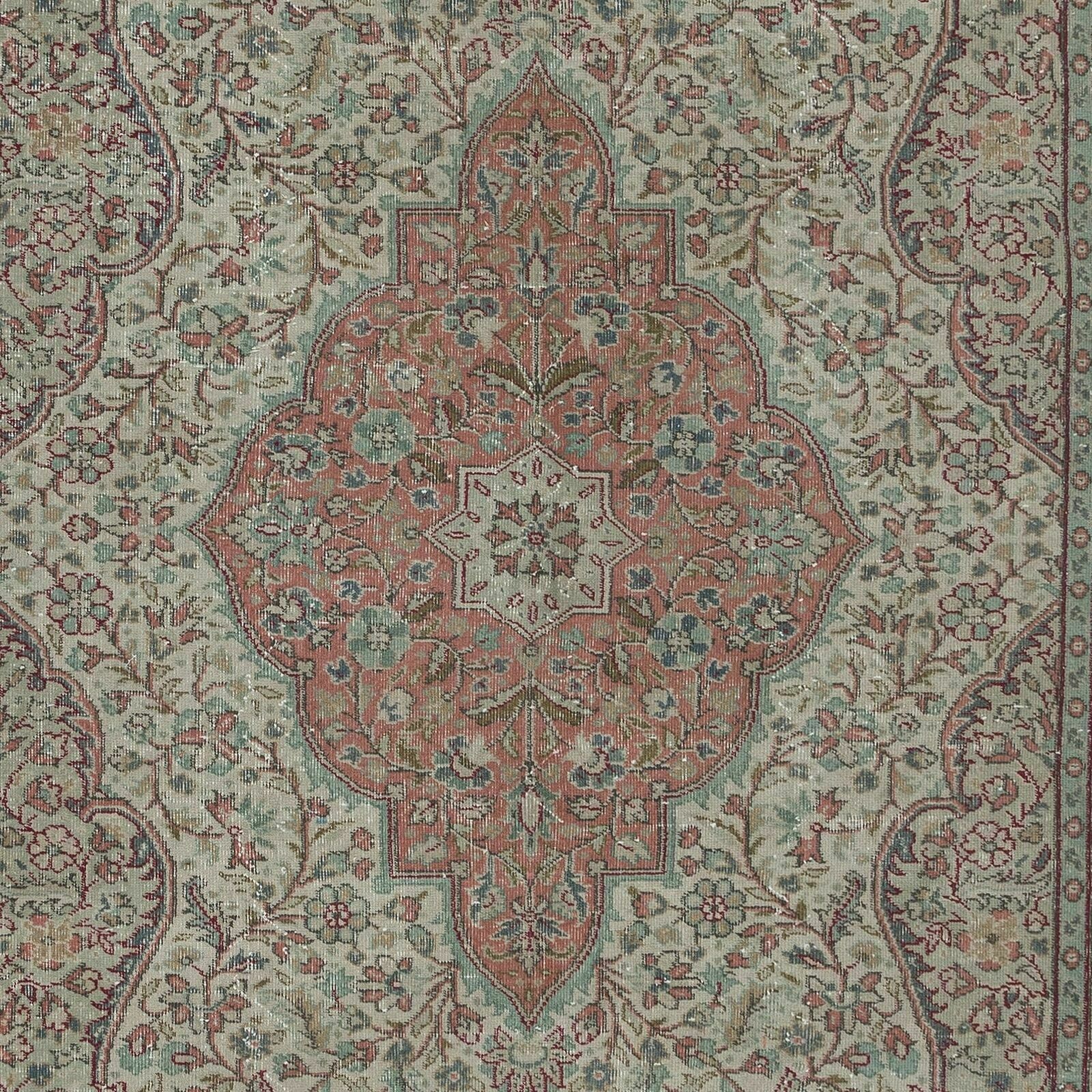 7.4x10.7 Ft Unique Vintage Village Rug, Handmade Turkish Medallion Design Carpet photo 1294.0