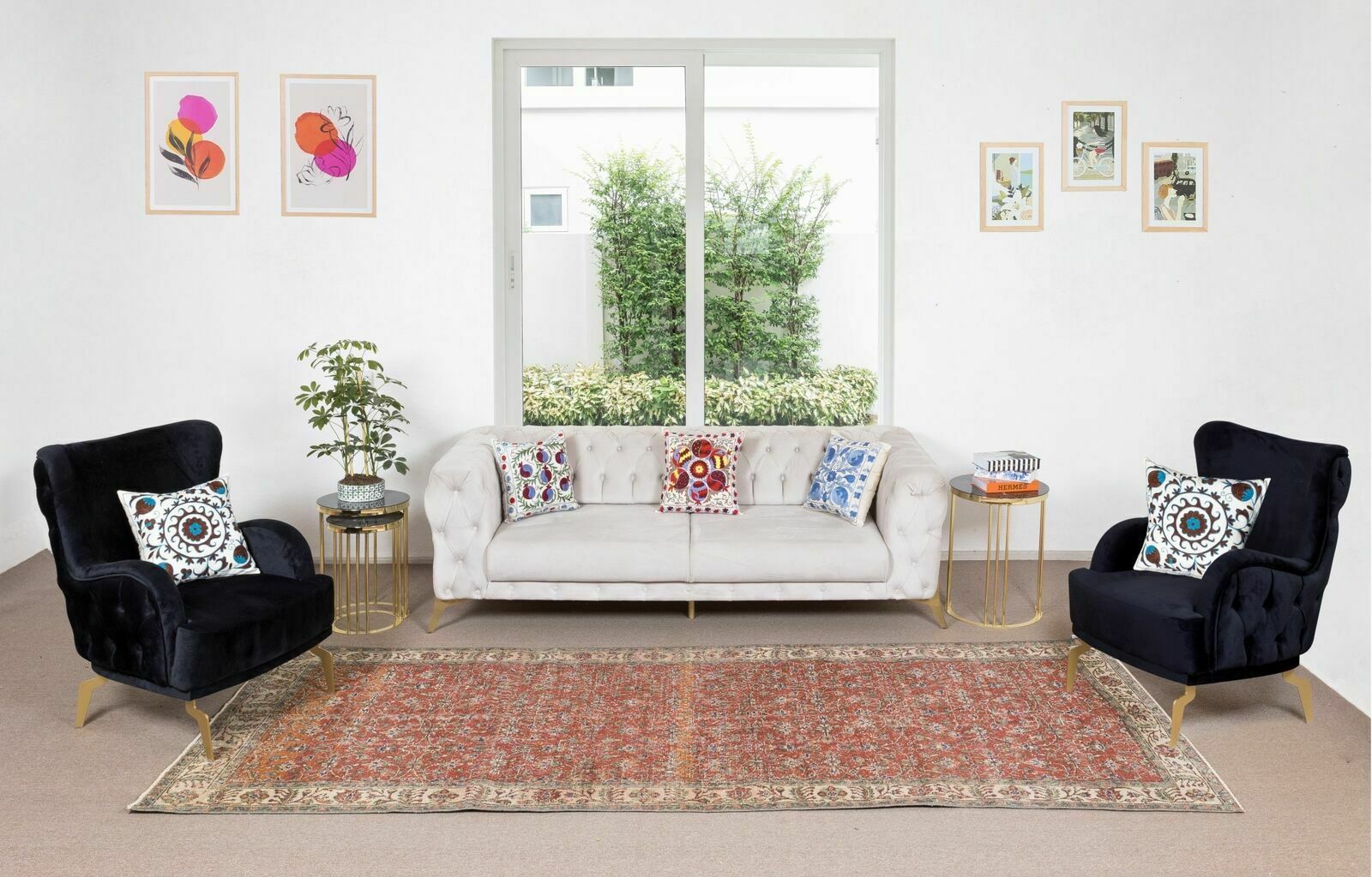 Turkish Floral Pattern Runner. Vintage Hand Knotted Rug For Hallway photo furniture