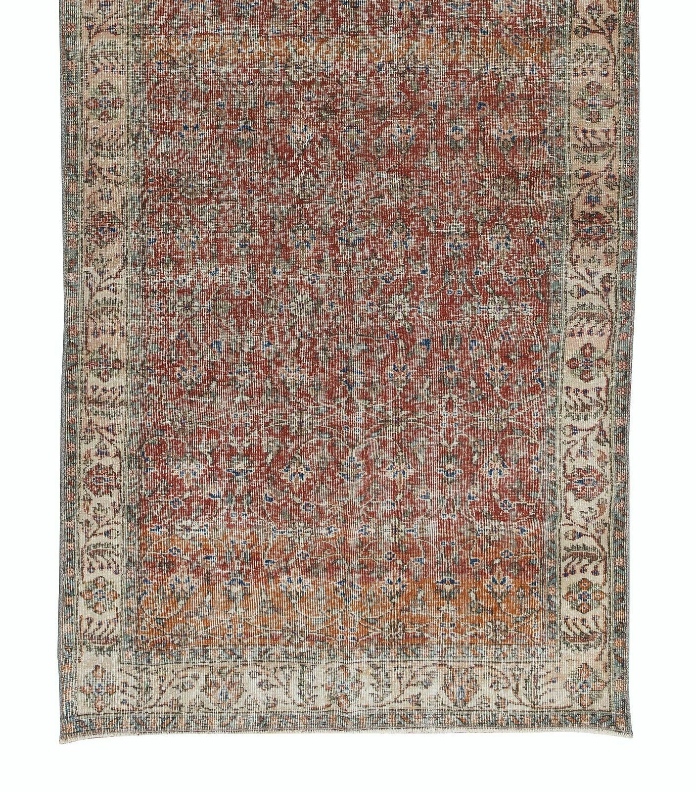 Turkish Floral Pattern Runner. Vintage Hand Knotted Rug For Hallway photo 477.0