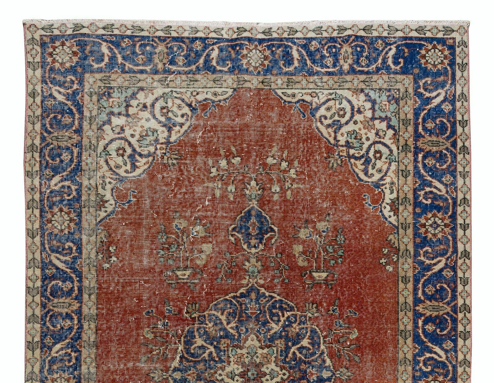 5.3x8.8 Ft Traditional Vintage Hand Knotted Turkish Rug With Medallion Design photo Textiles
