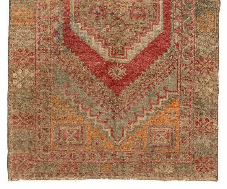 3.7x5.9 Ft Traditional Vintage Hand Knotted Turkish Accent Rug With Tribal Style photo Textiles