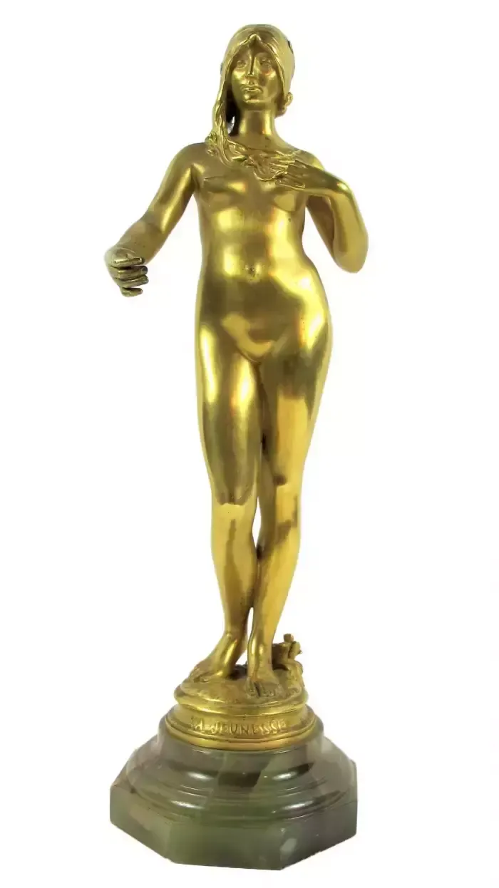 Antonin Carlès (1851 1919) “Youth” Gilt Bronze Sculpture